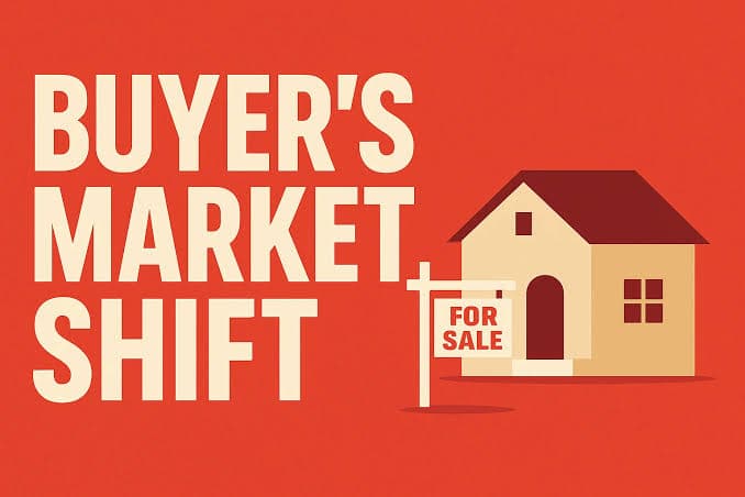 "Buyer's Market Shift" graphic with a for-sale sign