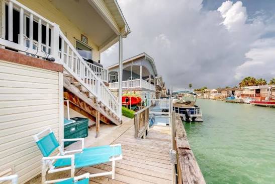 Waterfront properties and marina at Long Island Village on the Texas Gulf Coast
